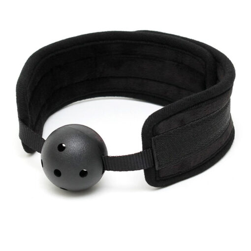 Black Padded Mouth Gag With Breathable Ball