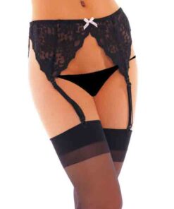 Black Suspenderbelt With Stockings And Bow