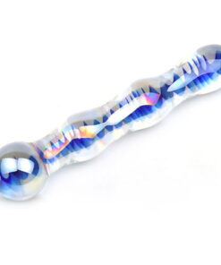 Blue Wavy Glass Dildo