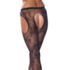 Crotchless Black Fishnet Lace Detail Tights