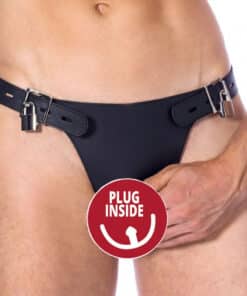 Double Leather Brief With Penis Hold And Dildo