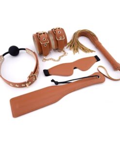 Elite BDSM Cognac Vegan Leather Set