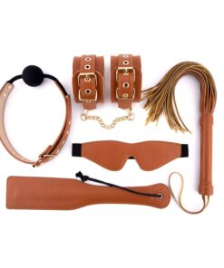 Elite BDSM Cognac Vegan Leather Set