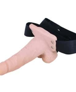 Erection Assistant Hollow Vibrating StrapOn 6 inch Flesh Pink