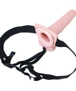 Erection Assistant Hollow Vibrating StrapOn 6 inch Flesh Pink