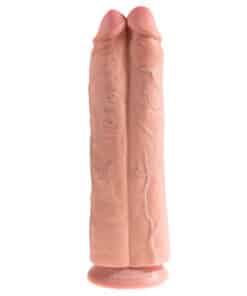 King Cock 11 Inch Flesh Two Cocks One Hole Hollow StrapOn