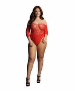 Le Desir Crotchless Rhinestone Teddy Red UK 14 to 20