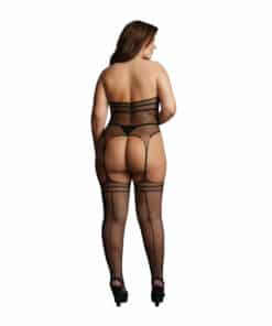 Le Desir Strappy Suspender Bodystocking Black UK 14 to 20