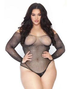 Leg Avenue Crystalized Long Sleeve Body Plus Size UK 14 to 18