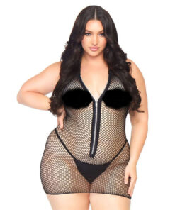 Leg Avenue Fishnet Zip Up Dress Plus Size UK 14 to 18