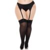 Leg Avenue Lace Top Opaque Thigh Highs UK 14 to 18