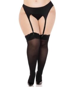 Leg Avenue Lace Top Opaque Thigh Highs UK 14 to 18