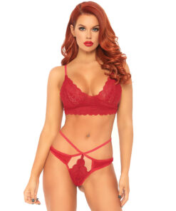 Leg Avenue Sweetheart Lace Bralette Set Red