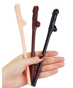 Lovetoy Pack Of 9 Willy Straws Black Brown And Pink