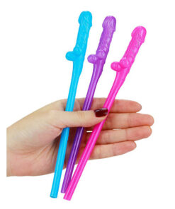 Lovetoy Pack Of 9 Willy Straws Blue Pink And Purple