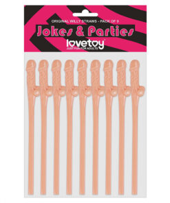 Lovetoy Pack Of 9 Willy Straws Flesh Pink