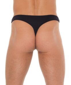 Mens Black GString With A Net Pouch