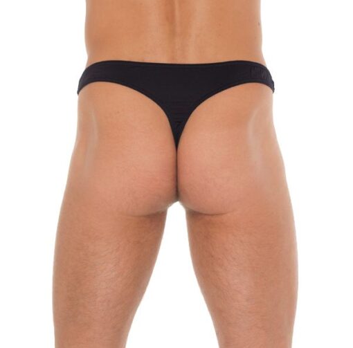 Mens Black GString With A Net Pouch