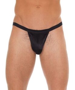 Mens Black GString With Black Pouch