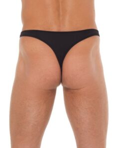 Mens Black GString With Metal Hoop Connectors