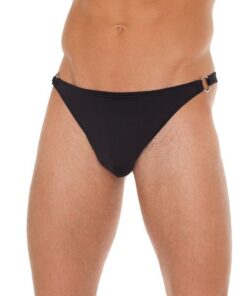 Mens Black GString With Metal Hoop Connectors