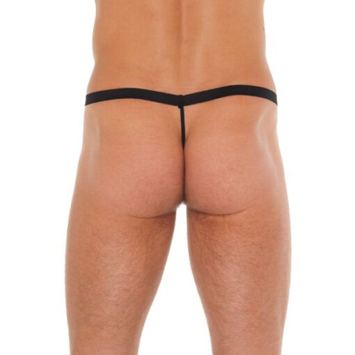 Mens Black GString With Pink Pouch