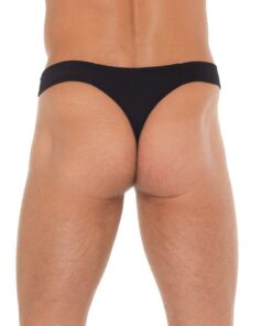 Mens Black GString With Zipper On Pouch