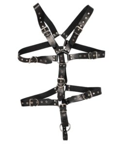 Mens Leather Adjustable Harness With Cock Ring