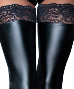 Noir Handmade Black Footless Lace Top Stockings