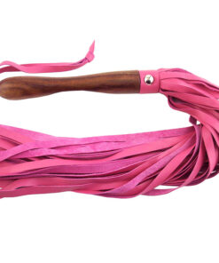 Rouge Garments Wooden Handled Pink Leather Flogger