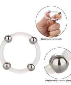 Steel Beaded Silicone Cock Ring XL