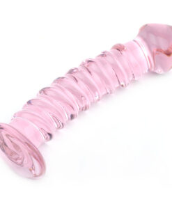 Textured Pink Glass Dildo