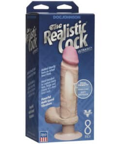 The Realistic Cock 8 Inch Vibrating Dildo Flesh Pink