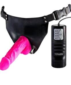 ToyJoy Pink Powergirl Strap On Vibrating Dong