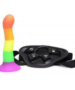 XR Proud Rainbow Silicone Dildo with Harness